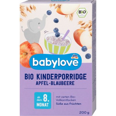 babylove bio ovesná kaše s příchutí jablka a borůvek 200 g – Zboží Mobilmania