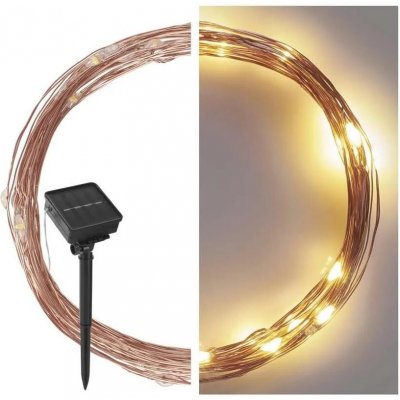 EMOS LED nano řetěz se solárním panelem měděný 12 m venkovní i vnitřní teplá bílá časovač – Zbozi.Blesk.cz