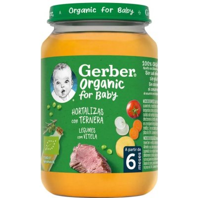 GERBER Organic zelenina s telecím masem 6x190 g​ – Zboží Mobilmania