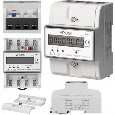 Orno Virone elektroměr EM-3 3fázový 80A bez MID, montáž na DIN lištu – Sleviste.cz