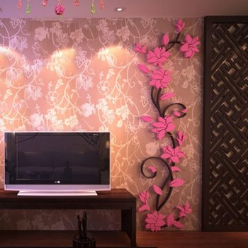Živá Zeď Samolepka Světle růžové 3D Kytky rozměry XL-150 x 45 cm