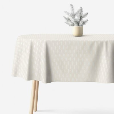 Goldea vánoční oválný ubrus natura větvičky na režné 140x240 cm – Sleviste.cz