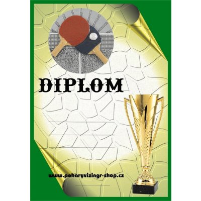 VIZINGR Stolní tenis diplom A4 č.26 – Zboží Dáma