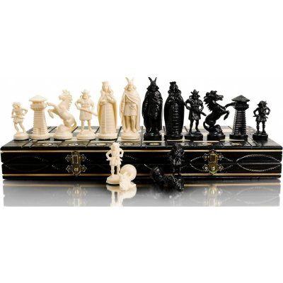 Chesschec Dřevo-plastové šachy Wiking černo-bílé – exkluzivní velký šachový set 42 x 42 cm – Zboží Dáma