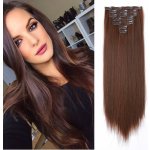 Vlasy clip in 7 pásů - kaštanově hnědé vlasové příčesky rovné 45 cm – Hledejceny.cz