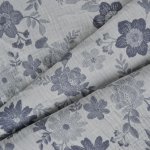 Takoy Látka mušelín / dvojitá gázovina 250 cm oboustranná s tkaným vzorem mini květy šedo modré – Sleviste.cz