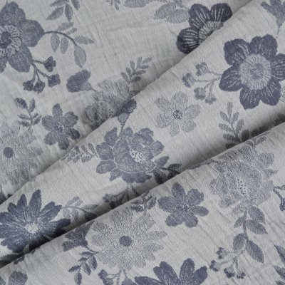 Takoy Látka mušelín / dvojitá gázovina 250 cm oboustranná s tkaným vzorem mini květy šedo modré – Sleviste.cz