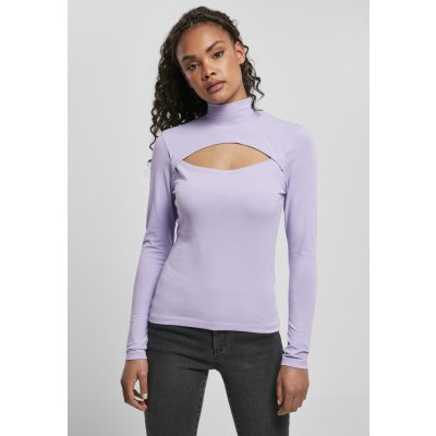 Urban Classics Rolákový top s dlouhým rukávem s průstřihem na dekoltu lavender – Sleviste.cz