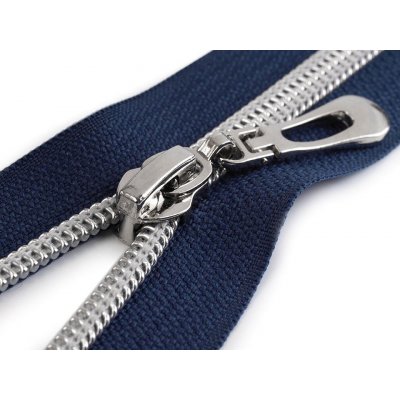 Spirálový zip No 7 délka 55 cm se stříbrnými zoubky, malé, 330 modrá tmavá – Zboží Mobilmania