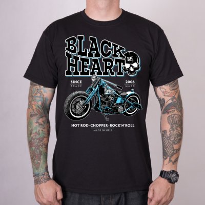 Pánské motorkářské black Heart tričko blue BOBBER černá – Zboží Mobilmania