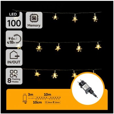 Aigostar B.V. Aigostar LED Venkovní vánoční řetěz 100xLED 8 funkcí 13m IP44 teplá bílá AI1431 – Hledejceny.cz