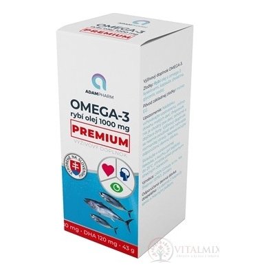 ADAMPharm OMEGA-3 rybí olej 1000 mg PREMIUM 60 kapslí