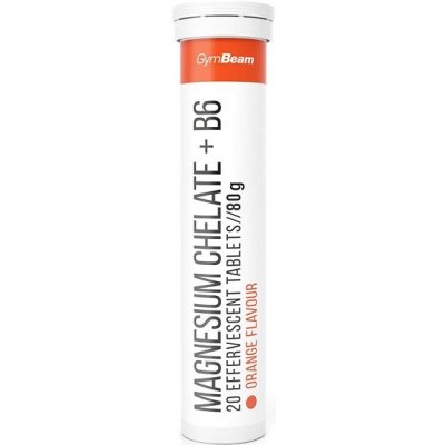 GymBeam Magnesium chelate + B6, 20 šumivých tablet, pomeranč