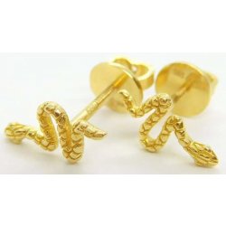 Klenoty Budín dámské peckové zlaté náušnice na šroubek hadi H344