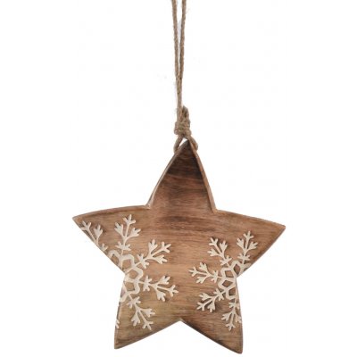 4Home Dekorace z mangového dřeva Snowflake Star 20 cm – Sleviste.cz
