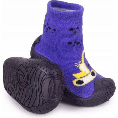 Chlapecké protiskluzové botičky ponožky s gumovou podrážkou bagr – Sleviste.cz