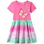 Bavlněné dívčí letní šaty s motýlky tmavě růžová – Zboží Dáma