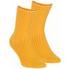 Netlačící dámské žebrované ponožky W.997 žlutá
