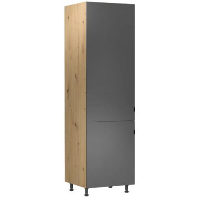 Kondela Vysoká skříňka na chladničku hnědá, šedá univerzální LANGEN D60ZL dřevotříska 58 x 6 x 212 cm