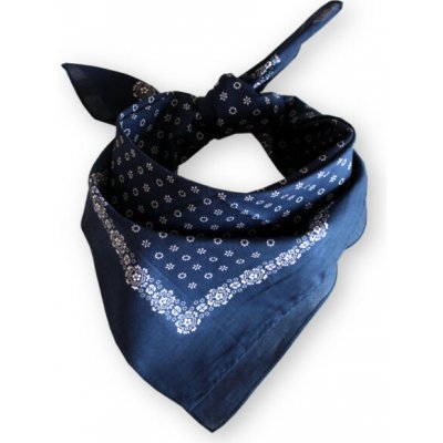 Etex bavlněný šátek modrý s bílými květy – Zboží Mobilmania