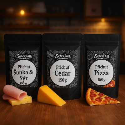 SnackAir Příchutě na popcorn šunka a sýr cheddar pizza 3 x 150 g – Zbozi.Blesk.cz