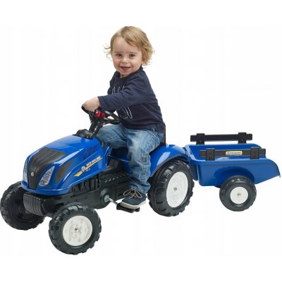 FALK Šlapací traktor New Holland T6 s vlečkou modrý FA 3080AB – Zboží Mobilmania