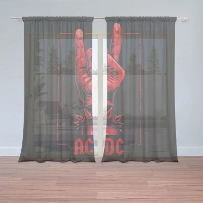 Sablio Záclony ACDC Červená ruka: 2ks 150x250cm – Hledejceny.cz