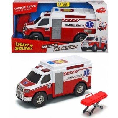 Dickie Auto ambulance 30 cm sanitka na baterie set s nosítky Světlo Zvuk – Zboží Mobilmania