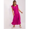 Dámské šaty Italy Moda midi šaty s volánky na rukávech dhj-sk-8352.04-fuchsia Tmavě růžové