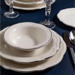 Asir Jídelní sada bílá stříbrná porcelán 667PRS1136 24 ks – Sleviste.cz