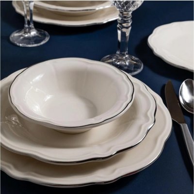 Asir Jídelní sada bílá stříbrná porcelán 667PRS1136 24 ks – Sleviste.cz
