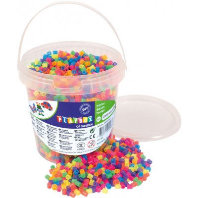 Playbox Korálky- zažehlovací, kbelík- neon 5000ks – Zbozi.Blesk.cz