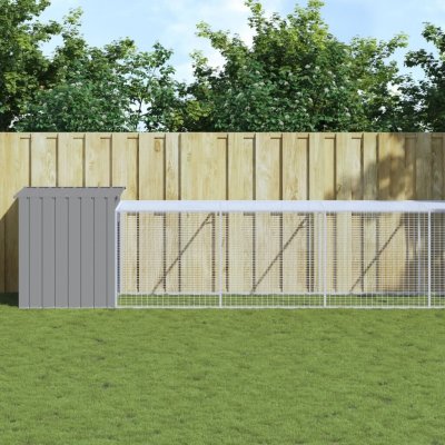 vidaXL Kurník s výběhem světle šedý 110 × 1017 × 110 cm pozinkovaná ocel 9799.3189097 – Sleviste.cz