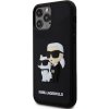 Pouzdro a kryt na mobilní telefon Apple Karl Lagerfeld 3D Rubber Karl and Choupette - ochranný kryt pro iPhone 12/12 Pro, černý KLHCP12M3DRKCNK