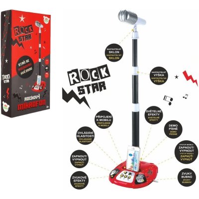 Teddies Mikrofon karaoke ROCK STAR plast na baterie se světlem se zvukem – Zboží Mobilmania