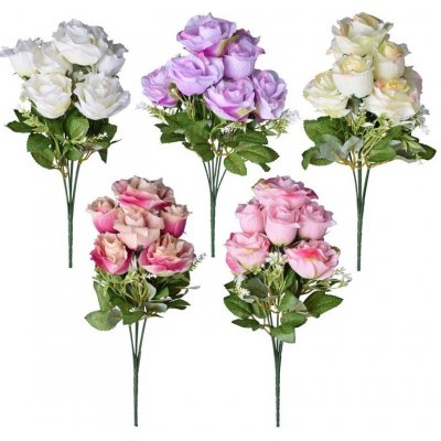 Market Umělé květiny, plast 400mm růže puget 7 ks, mix barev