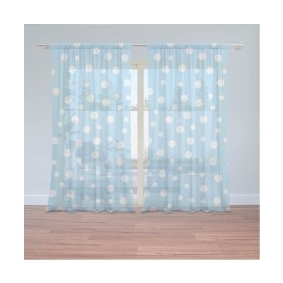 Sablio Záclony Bílé puntíky na modré: 2ks 150x250cm – Hledejceny.cz