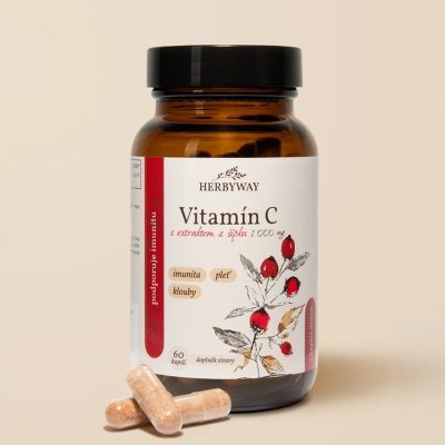 Herbyway Vitamín C s extraktem z šípku 1 000 mg 60 kapslí – Hledejceny.cz
