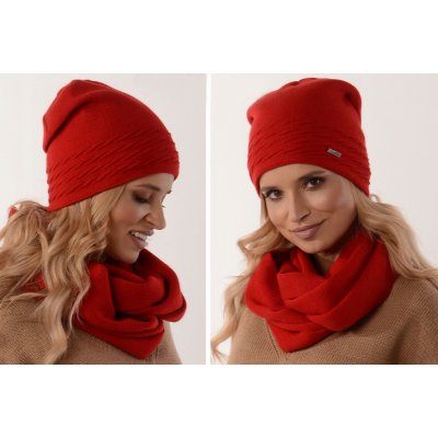 Fashionweek dámský zimní set čepice šála flísová podšívka ZIZI32/K1 červená – Hledejceny.cz