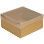 Dárková krabička s průhledným víkem 200x200x100/35 mm, kraftová - hnědá – Sleviste.cz