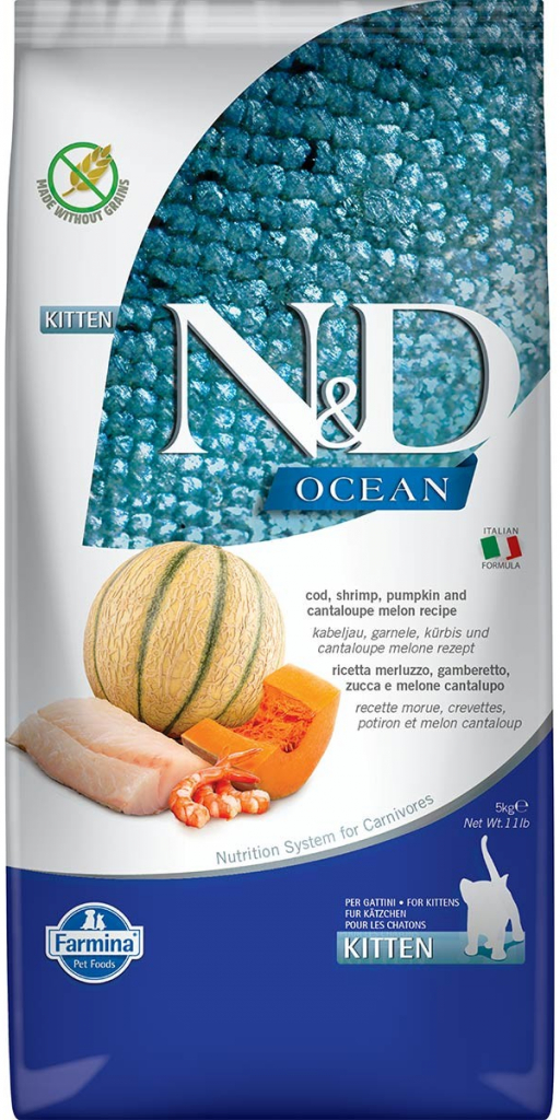 N&D Kitten treska obecná krevety dýně a meloun 5 kg