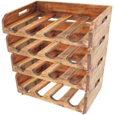 vidaXL Stojan na 16 ks lahví vína, 4 regály, masivní recyklované dřevo – HobbyKompas.cz