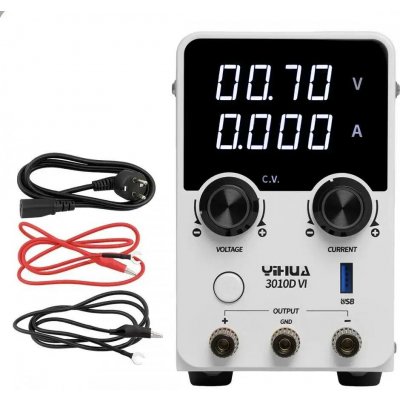 Laboratorní zdroj YIHUA 3010D-VI, 30V/10A+USB 20W QC3.0, spínaný – Sleviste.cz