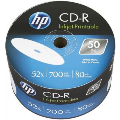 HP CD-R 700MB 52x, printable, spindle, 50ks (69301) – Zboží Mobilmania