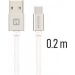 Swissten 71521103 USB 2.0 typ A na C, USB 2.0, zástrčka A - zástrčka C, opletený, 0,2m, stříbrný – Hledejceny.cz