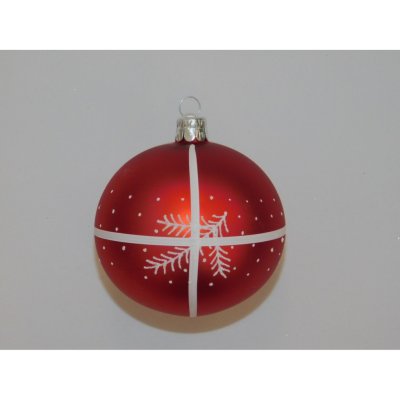 ONREX Vánoční ozdoba skleněná koule červená větvička pr. 8 cm – Zboží Dáma