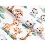 Dětská bavlněná látka/plátno Sandra SA-513 Africká zvířátka na bílém - šířka 160 cm – Hledejceny.cz