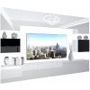 Obývací stěna Belini Premium Full Version bílý lesk černý lesk+ LED osvětlení Nexum 38