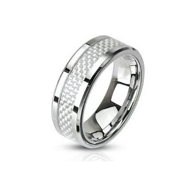Šperky4U Ocelový prsten zdobený karbonem OPR1446 8 – Zboží Mobilmania