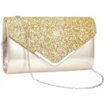 Elegantní večerní kabelka přes rameno zlatý brokát ekologická umělá kůže 24x14x6 cm – Zboží Mobilmania